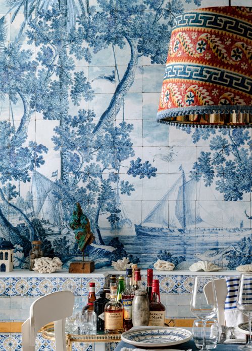 Mindthegap Wallpaper Wall mural Azure blue Room View