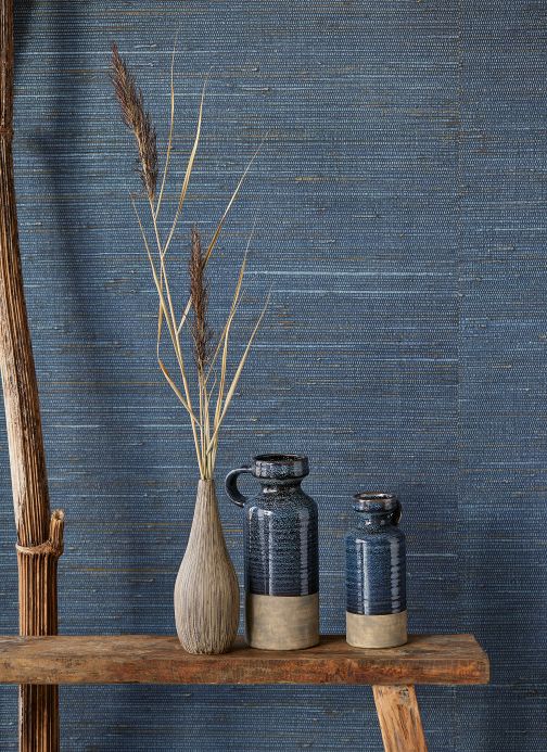 Dining Room Wallpaper Wallpaper Grass on Roll 05 shades of blue Room View