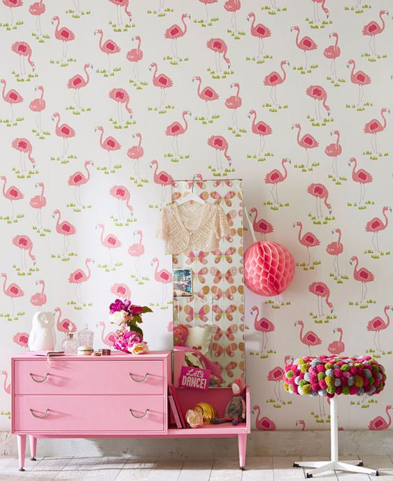 Paper-based Wallpaper Wallpaper Flamingo Oasis antique pink Room View