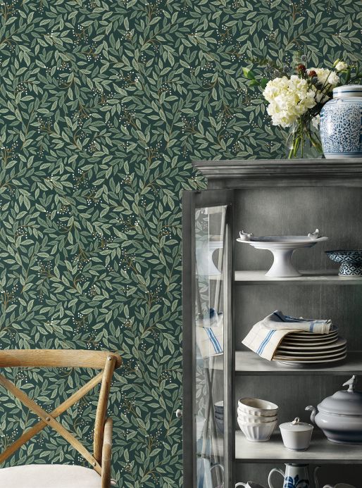 Peel and stick Wallpaper Self-adhesive wallpaper Willowberry dark green Room View