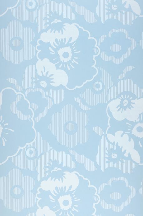 Papel de parede floral Papel de parede Catia azul claro Largura do rolo