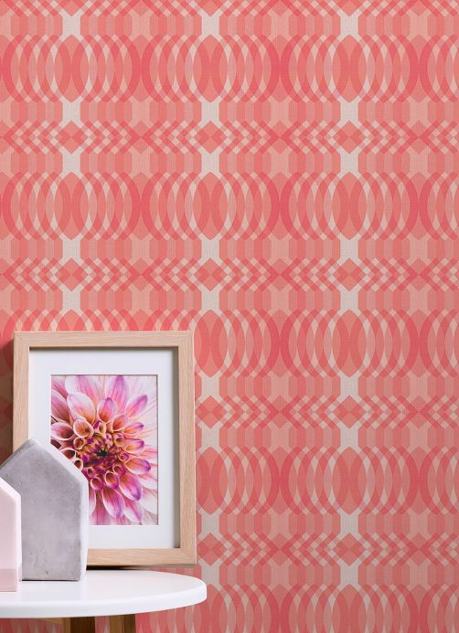 Papel pintado geométrico Papel pintado Chakra tonos de rosa Ver habitación