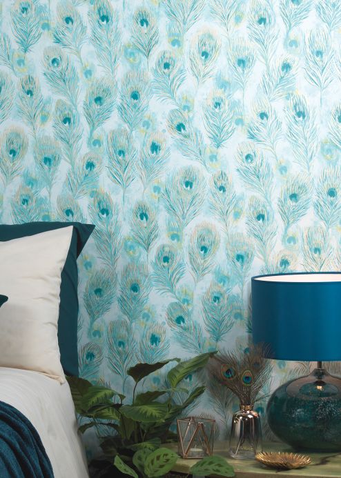 Wallpaper Wallpaper Noelia mint turquoise Room View
