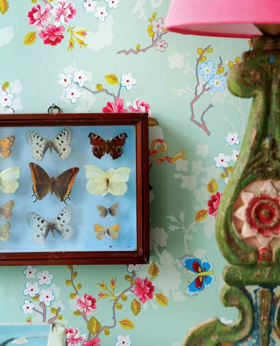 Butterfly Wallpaper Wallpaper Benina pastel green Room View