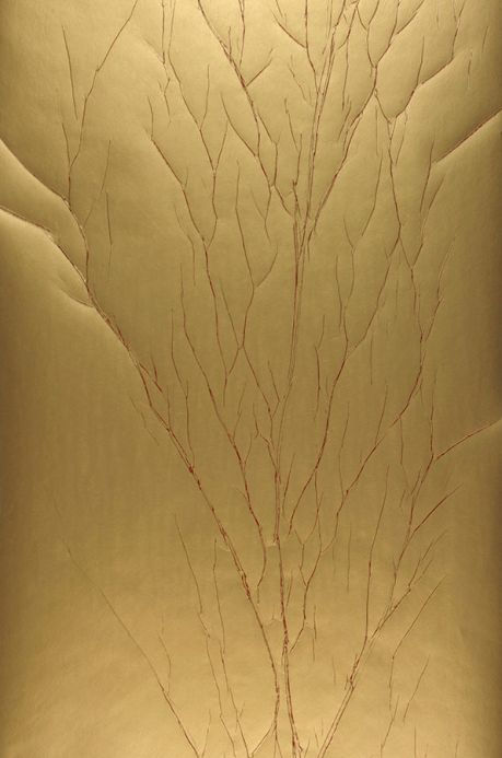 Papier peint effet froissé Papier peint Crush Tree 01 doré Largeur de lé