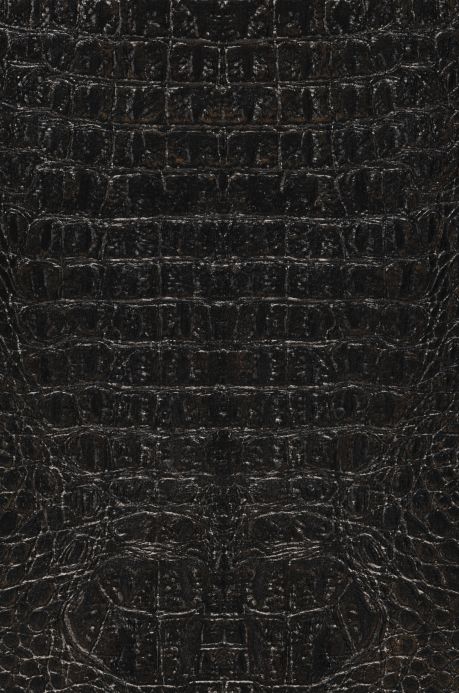 Faux Leather Wallpaper Wallpaper Orinoco Croco black A4 Detail
