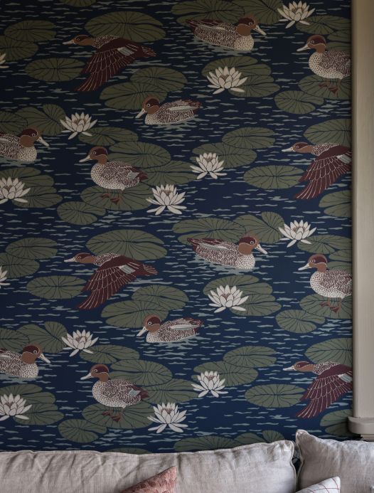 Bird Wallpaper Wallpaper Duck Lake grey blue Room View