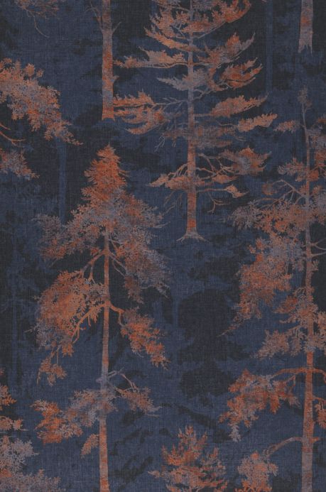 Papel pintado de bosque y árboles Papel pintado Forest Bathing azul negruzco Ancho rollo