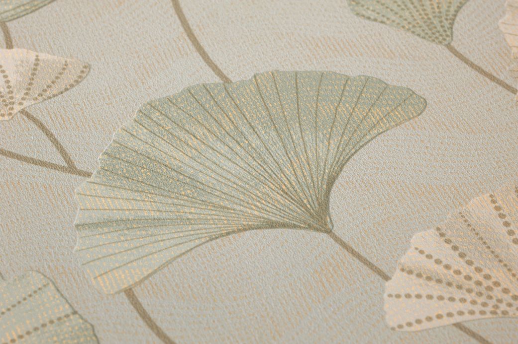 Tapeten mit Blättern und Laub Tapete Ginkgo Hellgrau Detailansicht