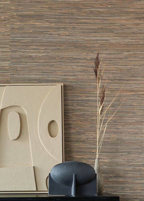Natural Wallpaper Wallpaper Grass on Roll 14 brown beige Room View