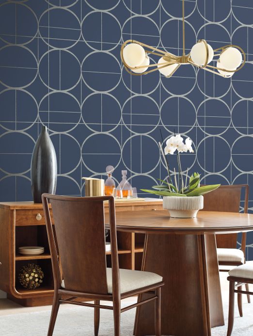 Geometric Wallpaper Wallpaper Delfos blue grey Room View