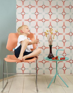 Wallpaper Holani coral red Room View