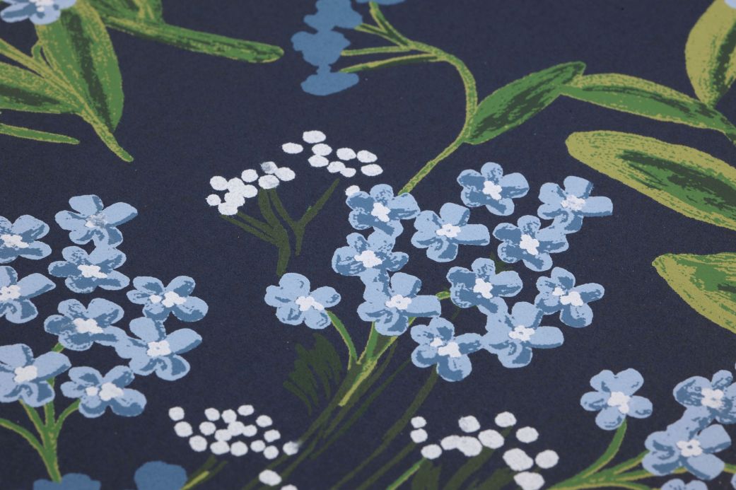 Rifle Paper Wallpaper Wallpaper Cornflower steel blue Detail View