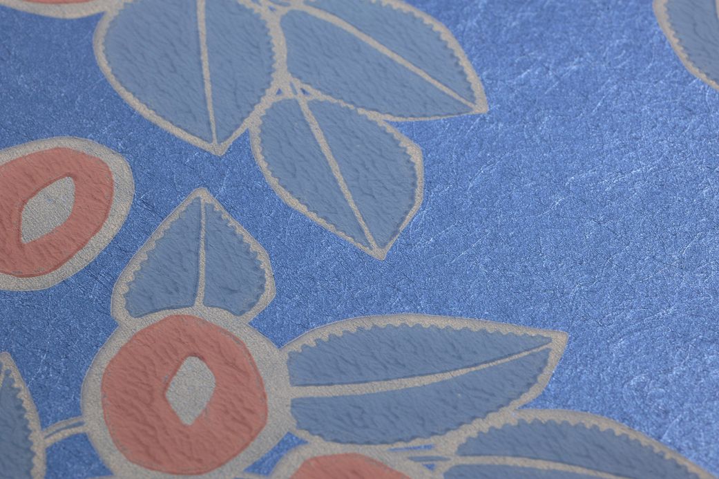 Botanische Tapeten Tapete Sahira Blau Schimmer Detailansicht