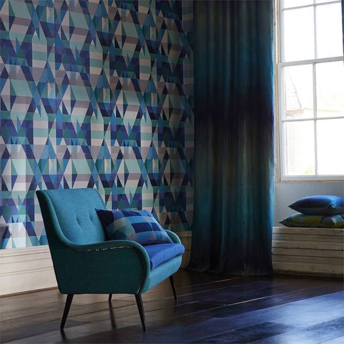 Modern Wallpaper Wallpaper Zewana turquoise blue Room View