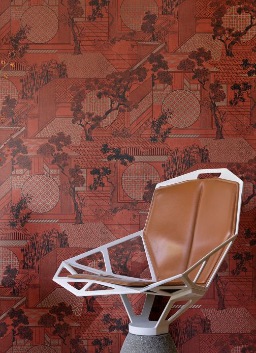 Wallpaper Wallpaper Kimono coral red Room View