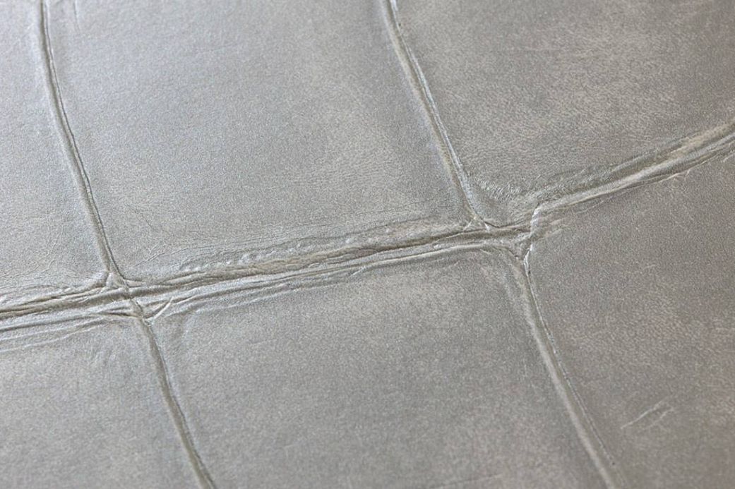 Faux Leather Wallpaper Wallpaper Croco 08 silver grey Detail View
