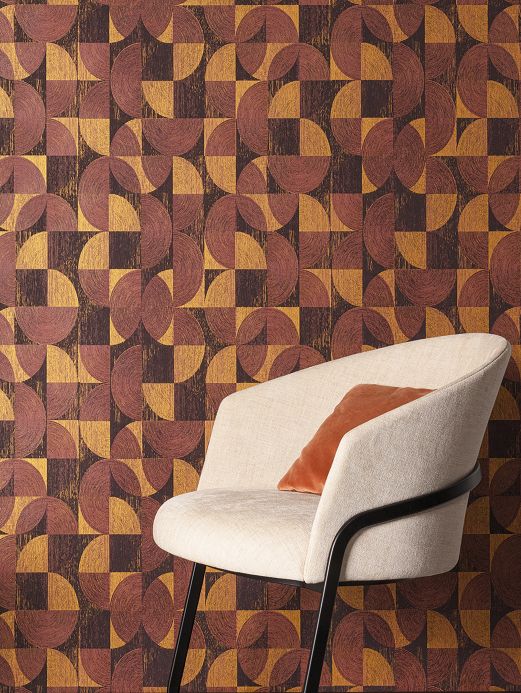 Geometric Wallpaper Wallpaper Libertas brown Room View