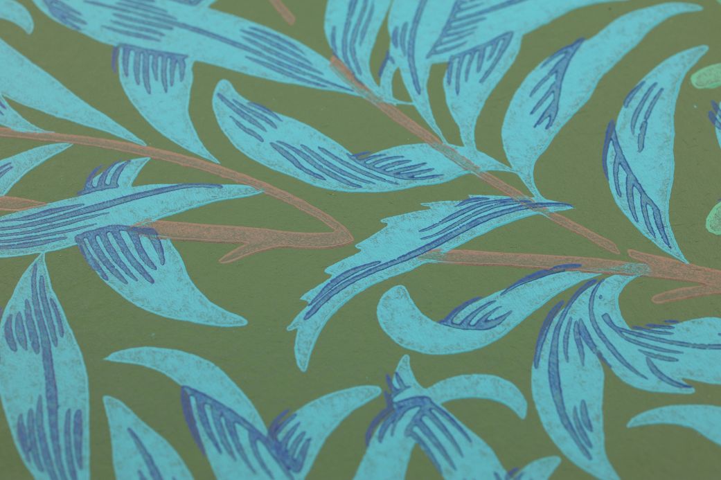 Papier peint botanique Papier peint Darcie bleu turquoise Vue détail