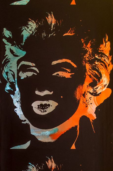 Tapeten Tapete Andy Warhol - Marilyn Wasserblau Metallic Bahnbreite