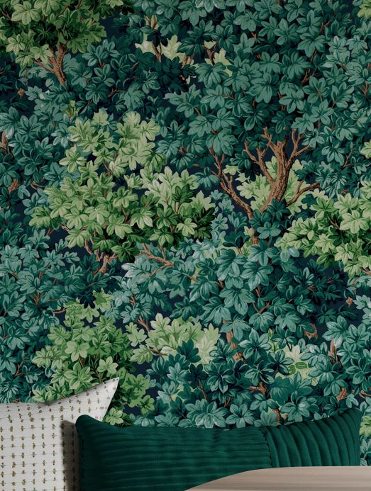 Papel pintado de bosque y árboles Papel pintado Manzara turquesa pastel Ver habitación