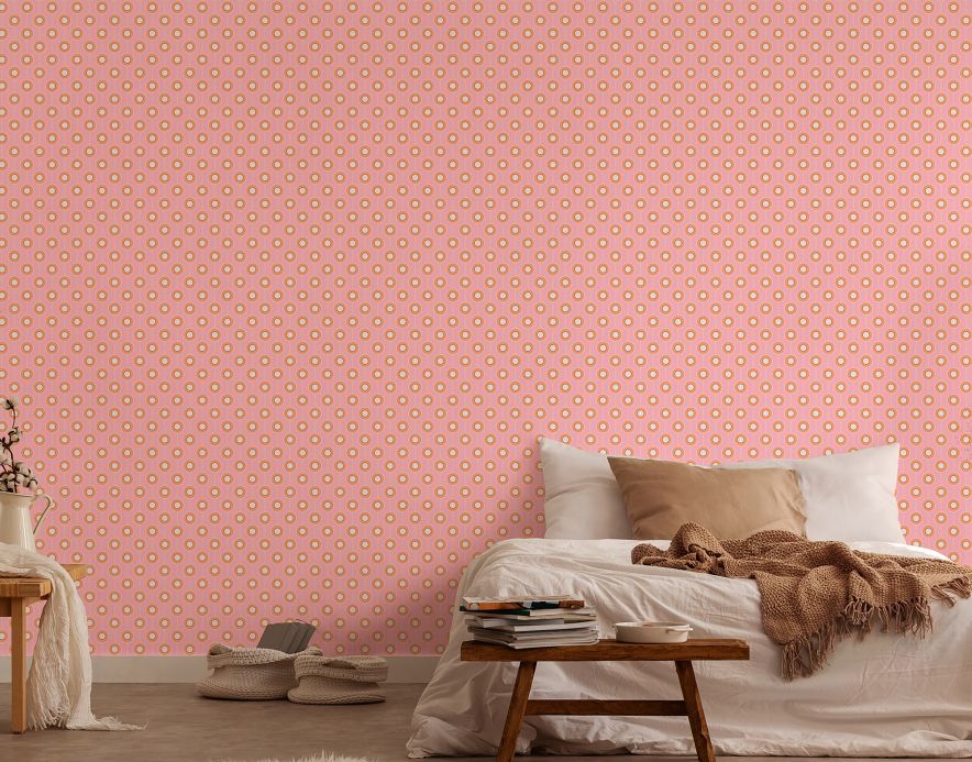 Papel de parede rosa Papel de parede Allegra rosa Ver ambiente