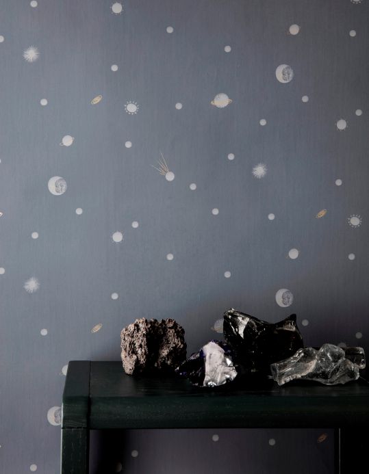 Papel de parede Ferm Living Papel de parede Moon cinza Ver quarto