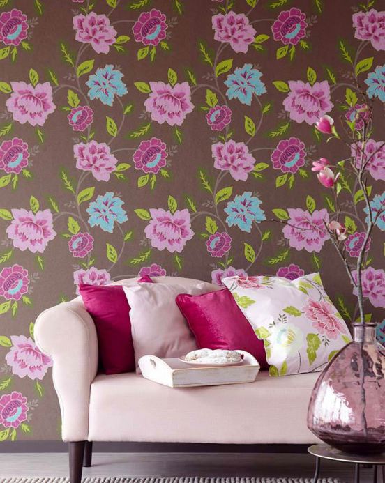 Archiv Wallpaper Forseti red violet Room View