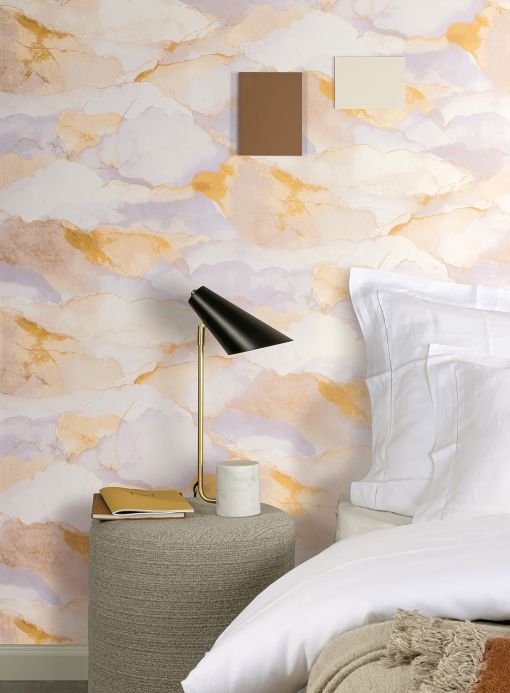 Papel pintado moderno Papel pintado Sunset Clouds beige parduzco Ver habitación