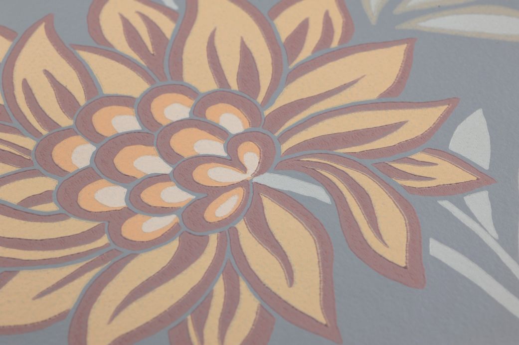Papel de parede floral Papel de parede Ebba cinza menta Ver detalhe