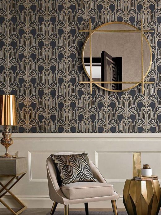 Art Deco Wallpaper Wallpaper Emilia anthracite Room View